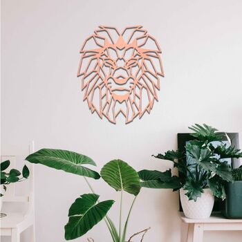 Geometric Lion Head Wooden Wall Art Home Room Decor, 4 of 10