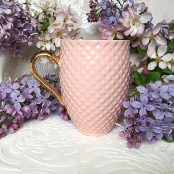 Pastel Pink Coffee Mug With Gold Handle, 12 of 12