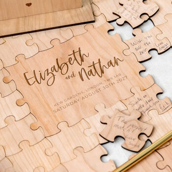 Wooden Puzzle Wedding Guest Book Alternative, 4 of 8