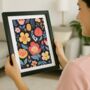Vibrant Botanical Collage Modern Floral Art Print, thumbnail 1 of 5