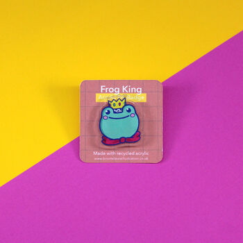 Recycled Acrylic Frog King Pin Badges, 2 of 5