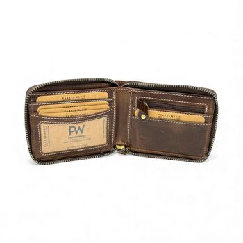 Personalised Round Zipper Leather Wallet For Christmas Gift, 2 of 12