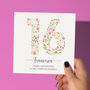 Floral Fun Personalised 16th Birthday Card, thumbnail 1 of 5