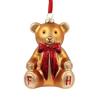 Personalised Teddy Bear Glass Christmas Tree Decoration With Gift Box, 2 of 4