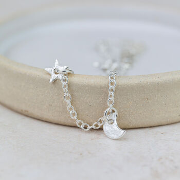 Sterling Silver Star And Moon Charm Bracelet, 3 of 5