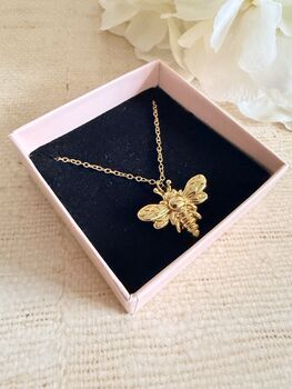 18 K Gold Plated Bee Pendant Necklace, 9 of 11