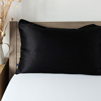 Silk Pillowcase Gift Box Black 100% Pure Soft Mulberry Silk Satin Standard Double, 2 of 9