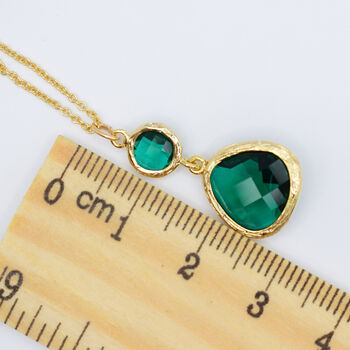 Green Long Droplet Pendant Necklace, 2 of 4