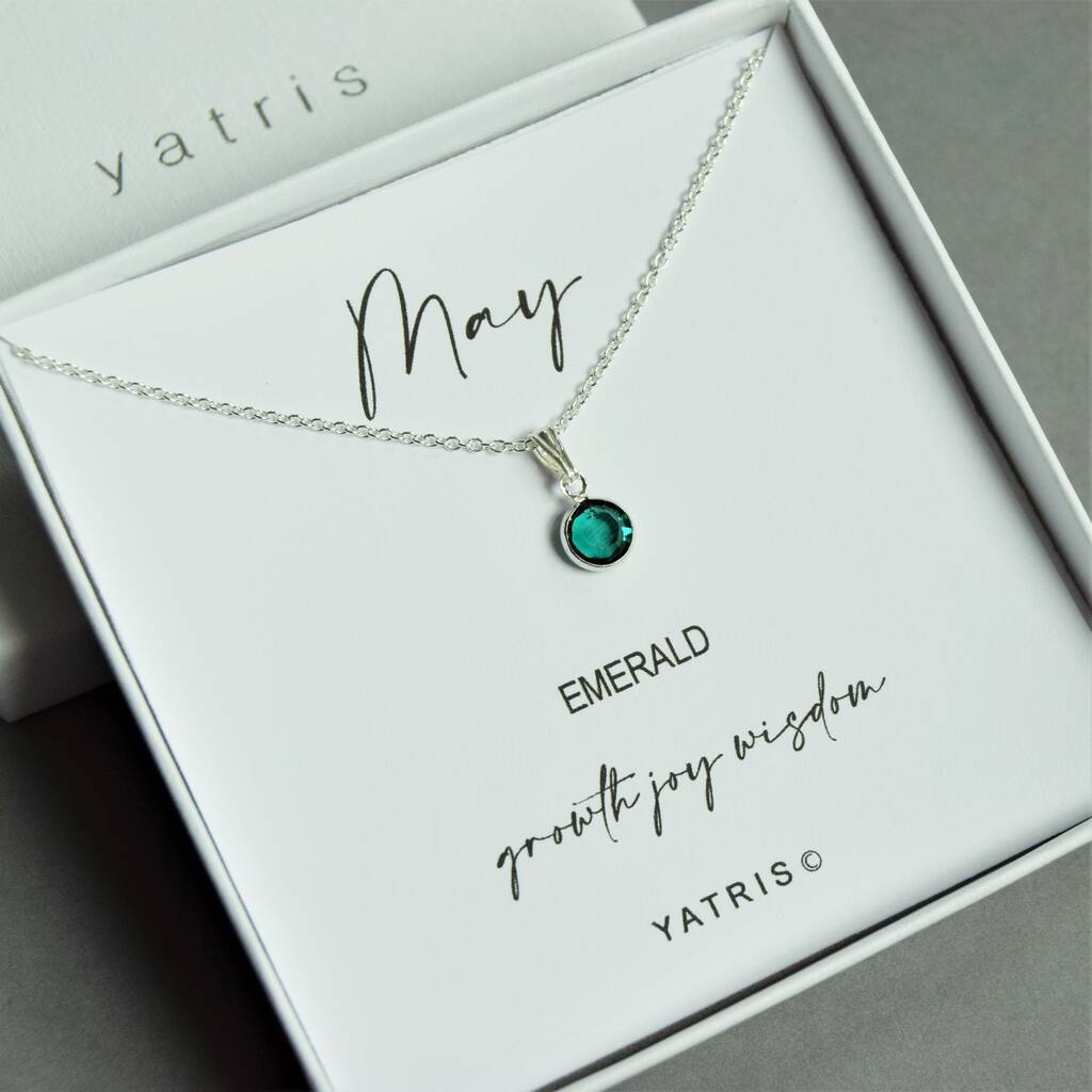 Sterling Silver May Birthstone Necklace, 1 of 5