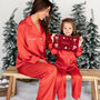 Personalised Girl's Luxury Red Christmas Silky Satin Pyjamas, thumbnail 12 of 12