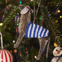 Christmas Bristle Grey Hound Decoration, 13cm, thumbnail 1 of 2