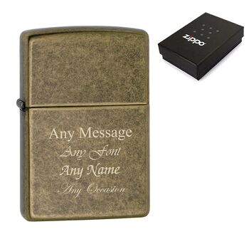 Personalised Engraved Antique Style Brass Zippo Lighter, 2 of 4