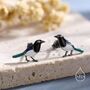 Sterling Silver Tiny Magpie Bird Stud Earrings, thumbnail 1 of 12
