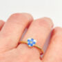 Mini Heart Ring With Real Forget Me Not Flower In Gold Or Silver Waterproof, thumbnail 3 of 10