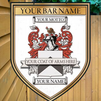 Coat Of Arms Family Crest Bar Sign, 7 of 12