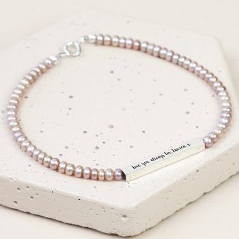 Handmade Pearl And Sterling Silver Bar Bracelet, 3 of 7