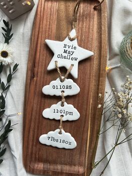 Personalised New Baby Hanging Clay Keepsake, 10 of 10