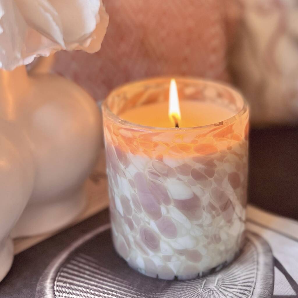 Pink Pomelo Hand Blown Confetti Glass Soy Candle By Originals London