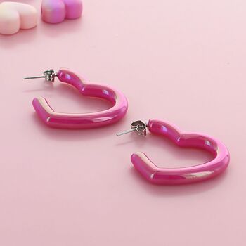 Fun Statement Valentine Heart Hoop Earrings, 6 of 10