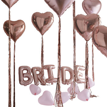 Rose Gold Bride And Heart Balloons Room Decorations Kit, 3 of 3