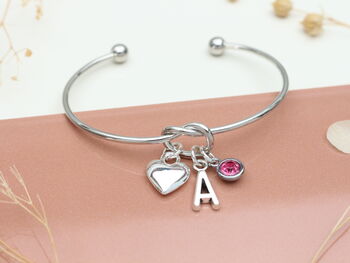 Personalised Heart Initial Silver Bracelet Friendship Knot, 4 of 8