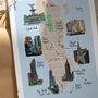 A3 Illustrated Manhattan Travel Map Print, thumbnail 2 of 2