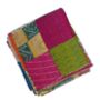 Silk Patchwork Multicoloured Hand Stiched Kantha Quilt, thumbnail 5 of 9