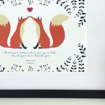 Personalised Fox Couple Print Gift, 4 of 8