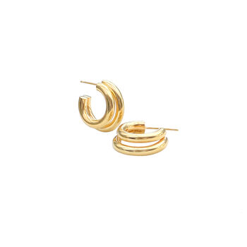 Chunky Double Hoops In Sterling Silver Or Gold Vermeil, 6 of 8