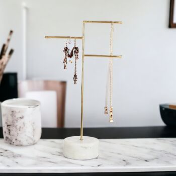 Marble And Brass Three Tier Jewellery Stand, 3 of 4