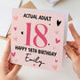 Personalised Actual Adult 18th Birthday Card, thumbnail 3 of 3