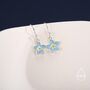 Sterling Silver Dainty Enamel Forget Me Not Flower Drop Hook Earrings, thumbnail 6 of 10