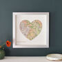 Silver Wedding Anniversary Map Heart Print, thumbnail 1 of 4