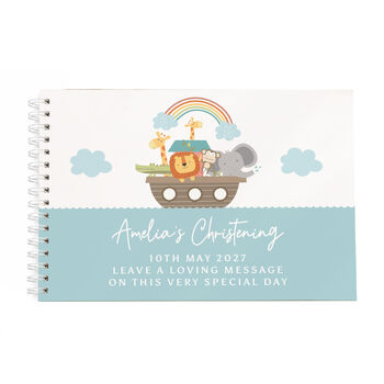Christening Guest Book Baptism Memory Book Noahs Ark Animals, 5 of 6