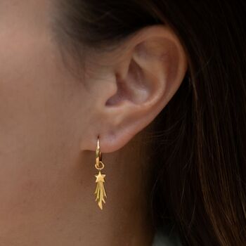 Shooting Star Charm Hoop Earrings, Sterling Silver Or Gold Plated, 2 of 6