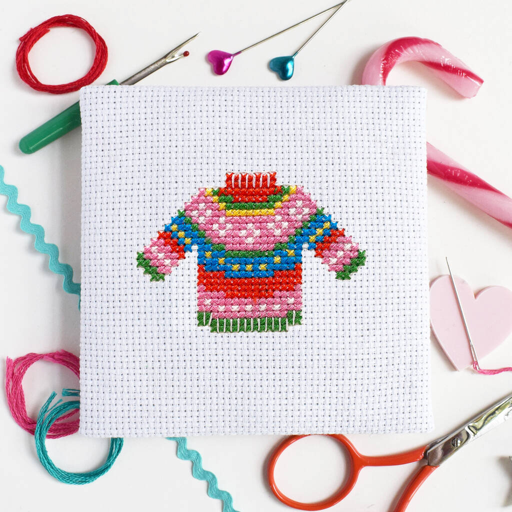 'Christmas Jumper' Mini Cross Stitch, 1 of 3