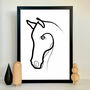 Horse Portrait Minimal Line Drawing Print, thumbnail 1 of 5