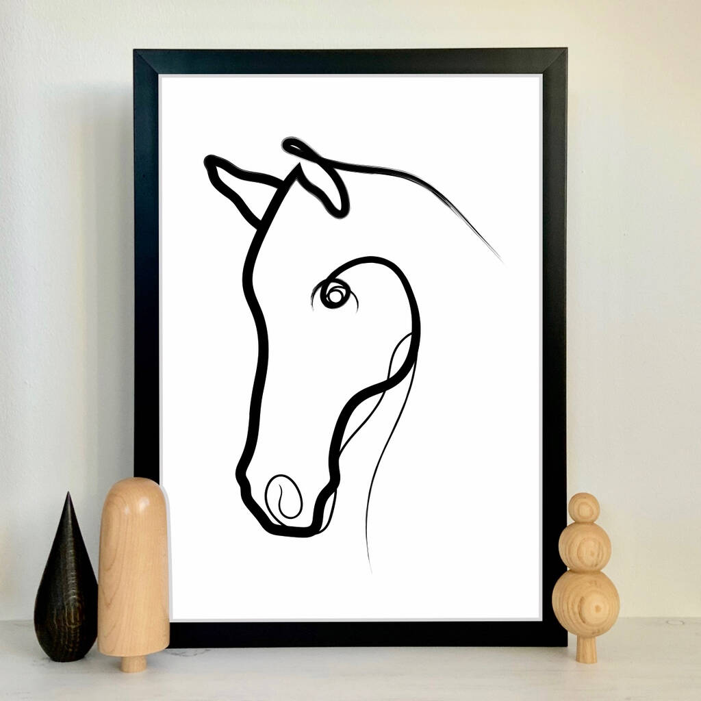 Horse Portrait Minimal Line Drawing Print, 1 of 4