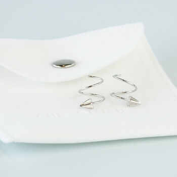 Sterling Silver Arrowhead Spiral Hoop Earrings, 4 of 5