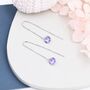 Amethyst Purple Cz Dot Threader Earrings, thumbnail 2 of 9