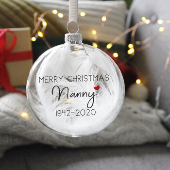 Merry Christmas In Memory Feather Christmas Bauble, 8 of 9