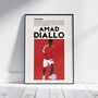 Amad Diallo Man Utd Football Poster, thumbnail 1 of 6
