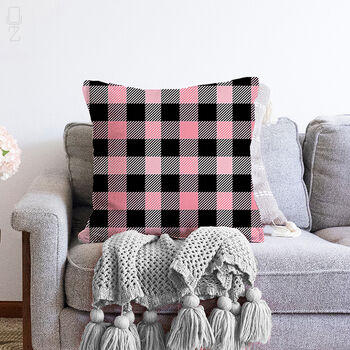 Gingham Cushion Cover With Black And Pink Colours, 2 of 4