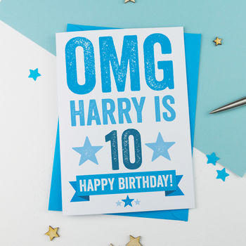 Omg Personalised 10th Birthday Card, 2 of 3