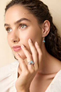 Handmade Three Blue Fire Opal Gemstone Ring, 6 of 9