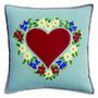 Edelweiss Heart Embroidered Christmas Cushion In Wool, thumbnail 2 of 3