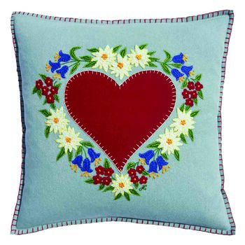 Edelweiss Heart Embroidered Christmas Cushion In Wool, 2 of 3