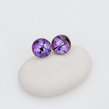 Large Purple Fused Glass Sterling Silver Stud Earrings, 2 of 8