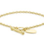 Personalised 9ct Yellow Gold Heart T Bar Bracelet, thumbnail 3 of 7