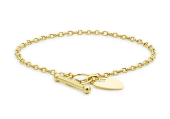 Personalised 9ct Yellow Gold Heart T Bar Bracelet, 3 of 7